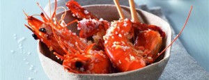 Gambas a la sal con salsa de citronela