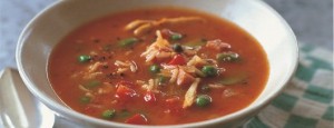 Sopa de paella de pollo